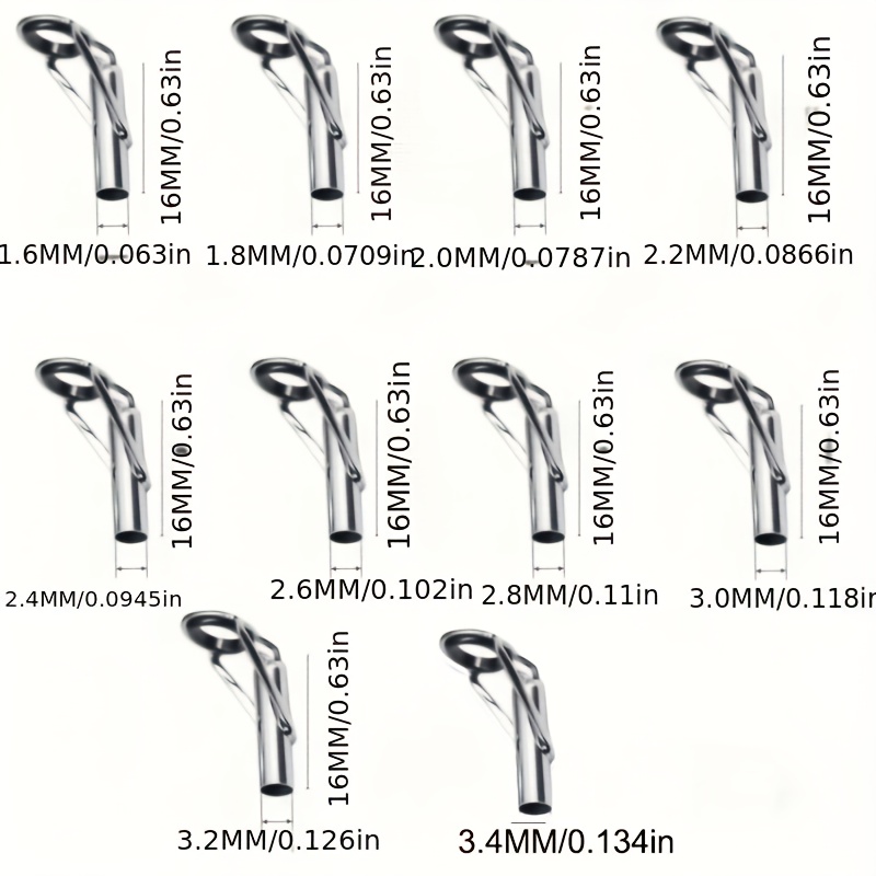 Image of 10pcs Stainless Steel Fishing Rod Repair Tool Kits, Different Sizes, Fishing Rod Repair Accessories, With Ceramic Guide Rings - Durable Rod Repair Sets