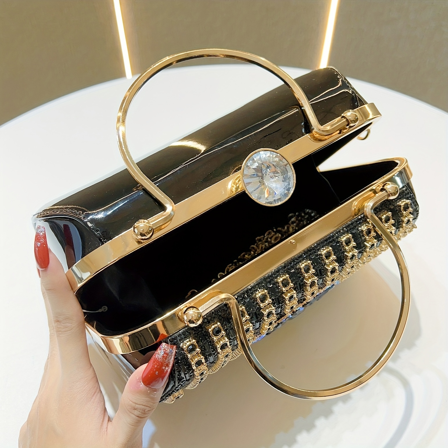 elegant   embellished large evening handbag crossbody bag detachable strap sparkly dress wallet clutch for weddings prom   for party banquet Product details 3