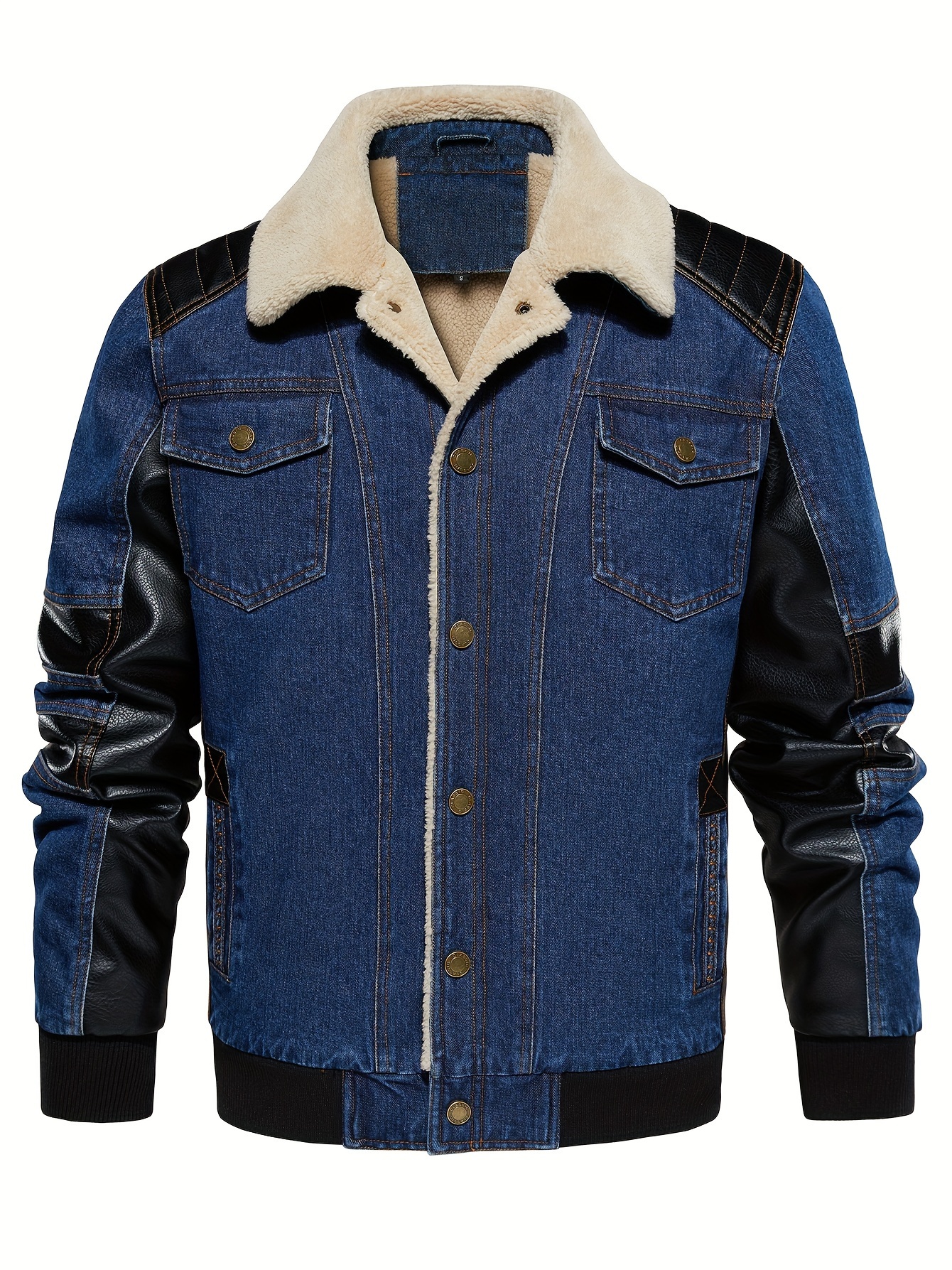 Sherpa Denim Jacket Stand Up Collar Mens Sherpa Collar Denim