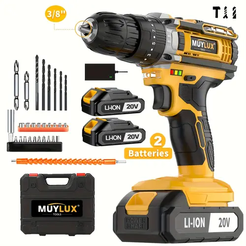 20v cordless drill set drill with 3 8 inch keyless chuck 18 3 clutch electric drill torque 45nm 2 variable 0ah batteries and fast charger