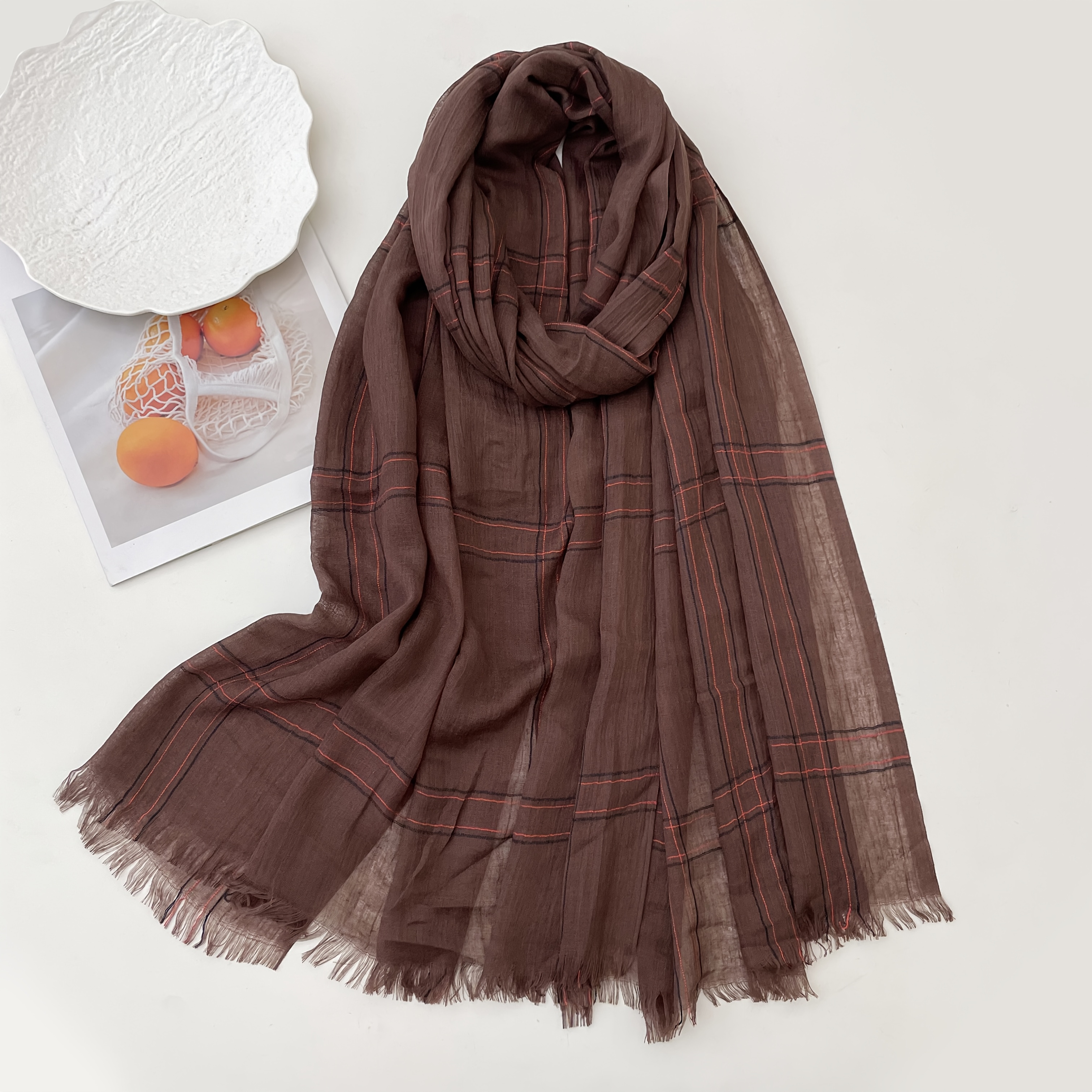 TEMU This Vintage-style Fringe Scarf Is A Versatile Artistic Shawl. Made From Soft, Breathable Fabric With Excellent Drape, It Light And Comfortable