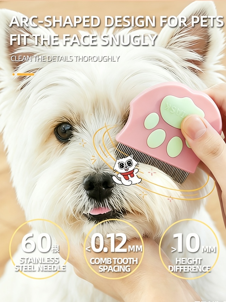 Pet Facial Comb Small Face Comb Dog Cat Rabbit Wide-Tooth Comb Needle Comb Round Head Curved Comb Flea Tail Cleaning Comb
