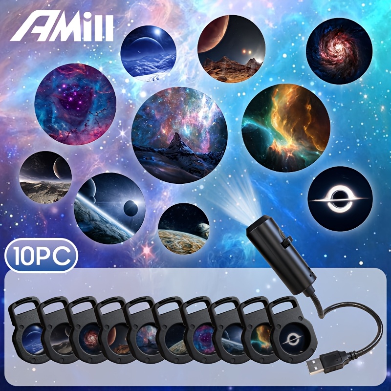 E-shop 10/6/3 Muster + ein Lichtprojektor Nachtlicht, LED Galaxie-Projektionslicht – USB-betriebenes LED-Ambientlicht, Schlafzimmerdekor,
