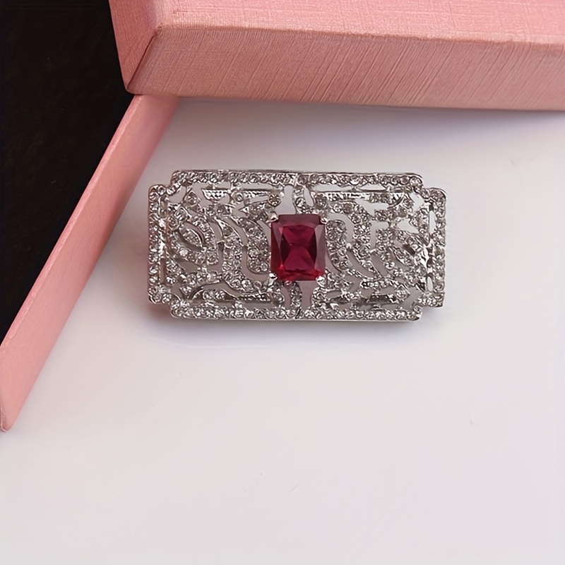 Brooch And Red Rhinestone Set With Exquisite Korean Style Jewelry