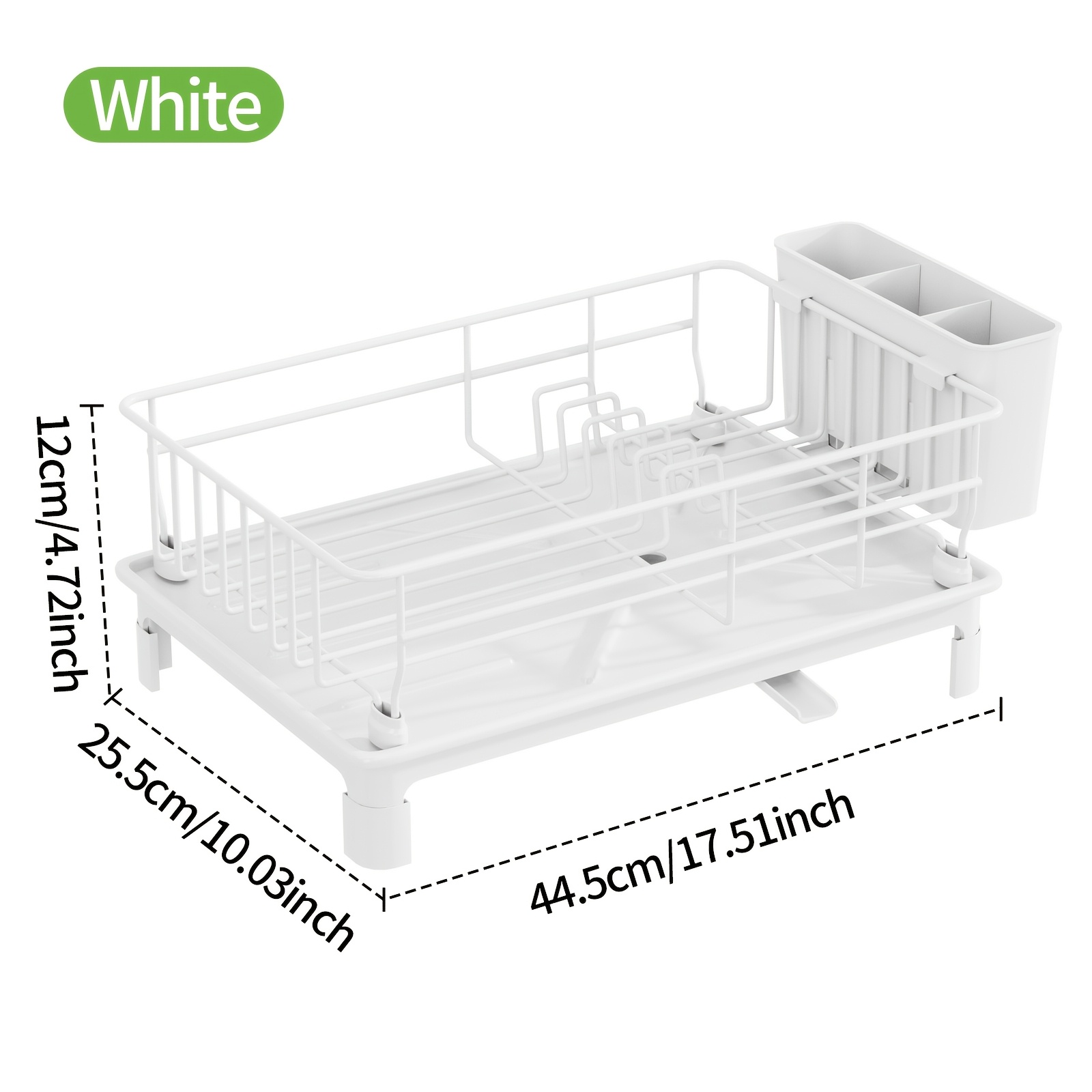 TEMU Égouttoir à Vaisselle Simple Couche Économiseur d'Espace avec Porte-Couverts & Planche à Sécher - Parfait pour de l'Évier de Cuisine