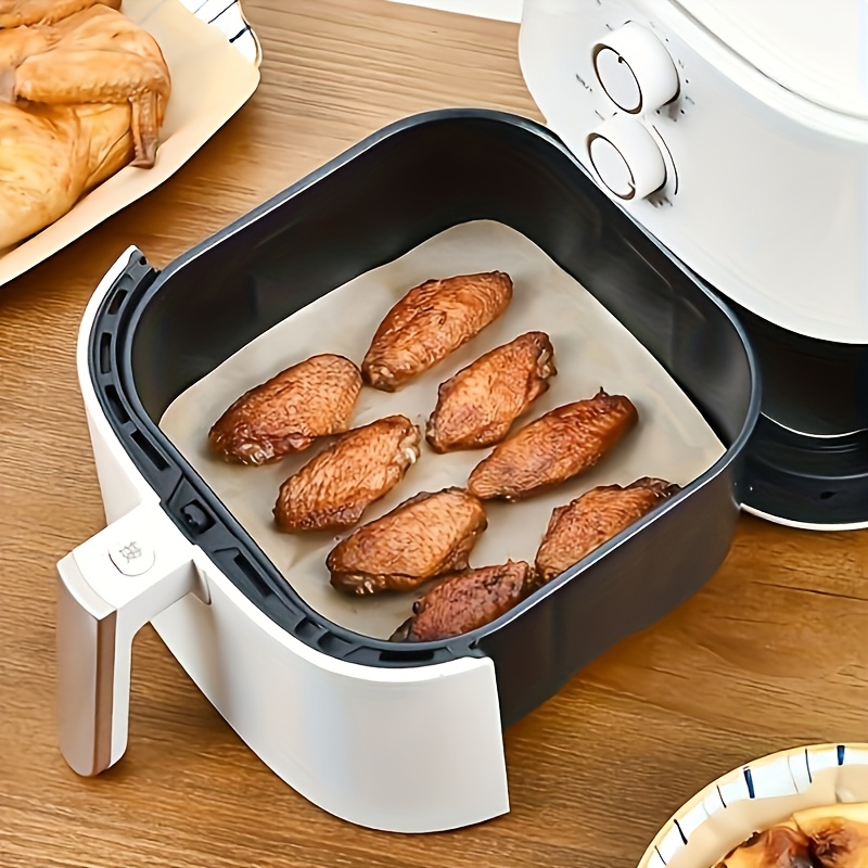 50pcs Square Air Fryer Parchment Paper Liners, Oil-Proof, Water-Resistant, Non-Stick, Easy Cleanup, Microwave & Oven Safe, Ideal for Baking, Roasting, with Commercial Kitchen Supplies, Cooking Liner | Nonstick Liner | Waterresistant Material, Air Fryer Liners