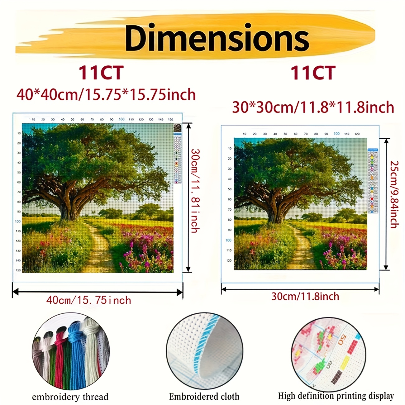 Cross-Stitch Kit, Under The Tree, Path Through The Flowers