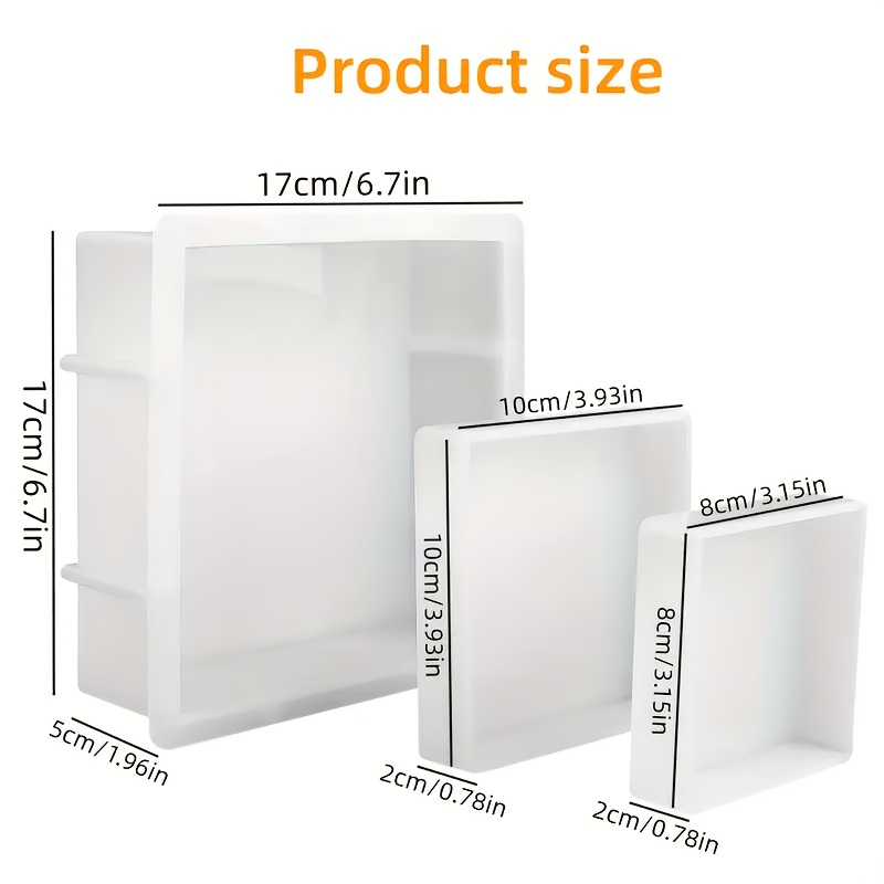 Image of Resin Casting Molds - 3pcs Square Resin Silicone Mold Set, Suitable For Preserving Bouquets, Bookshelf Molds, Home Decoration, And Diy Gifts.