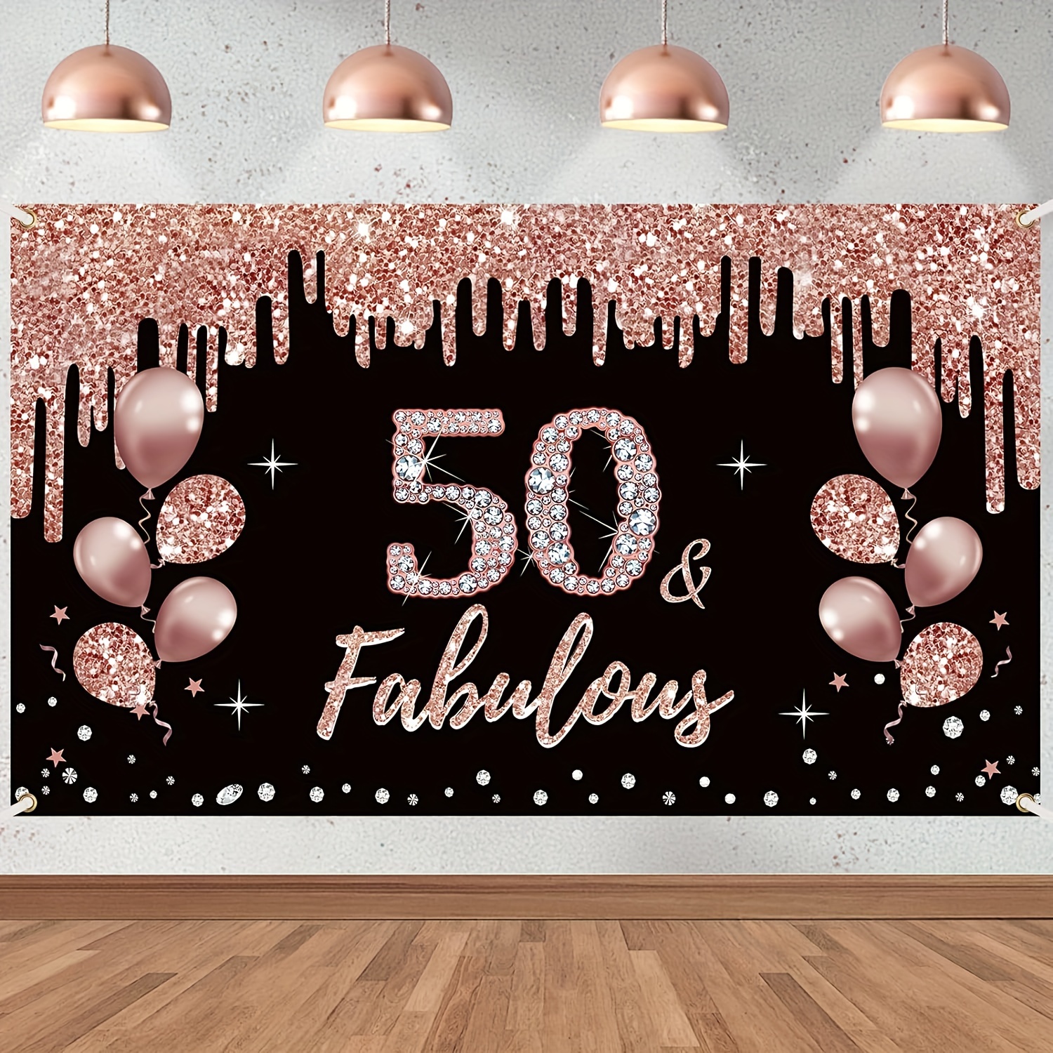 

1pc 50th Birthday Decorations 50th Birthday Banner, Suitable For Women, Rose Golden 50th Birthday Theme Logo Party Supplies, 50th Birthday Background Photo Booth, Suitable For Indoor And Outdoor