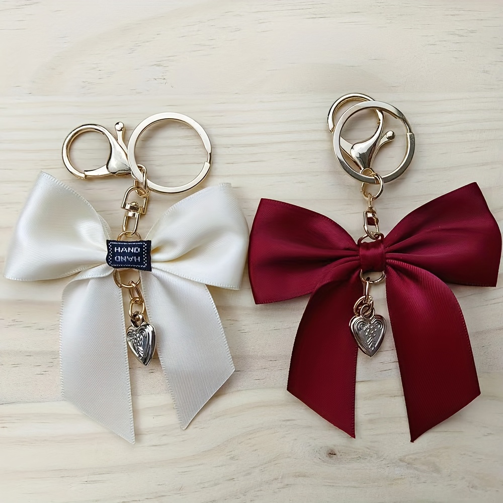 chic ribbon bow keychain heart charm cute metal bag pendant chic ribbon bow keychain heart charm cute metal bag pendant
