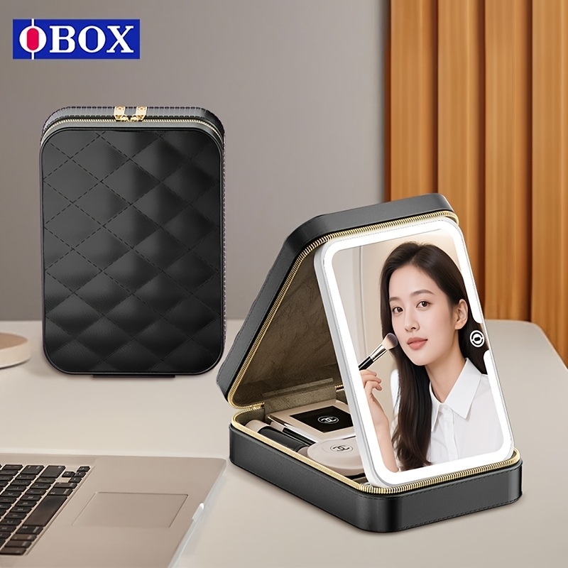 TEMU 2026 New Makeup Bag With Led Lighted Mirror, Tote Bag Insert, Premium Commuter Portable Touch-up Makeup Organizer Case, Perfect Gift For