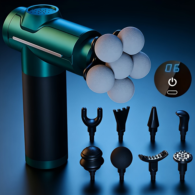 Image of Professional Electric Massager, Equipped With Lcd Display And Usb Fast Charging Function, With Multiple Massage Heads, Suitable For Full Body Massage, Easy To Carry, Suitable For Home Or Gym Use