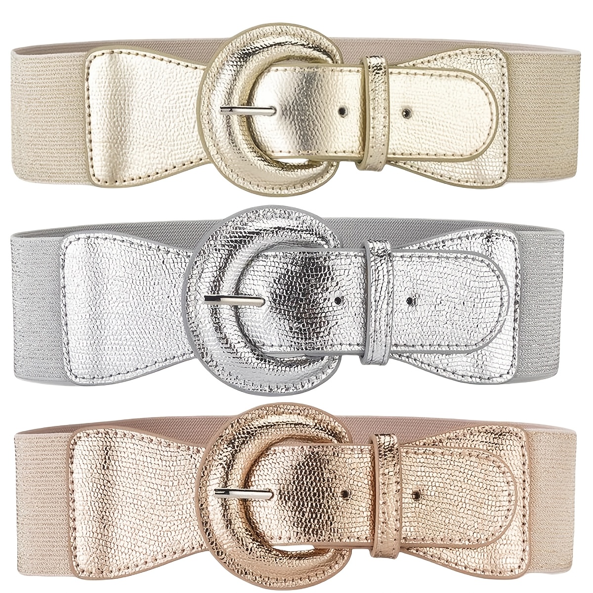 Bohemian Style Croc Pattern Belt w/ Drawstring Elastic Waistband