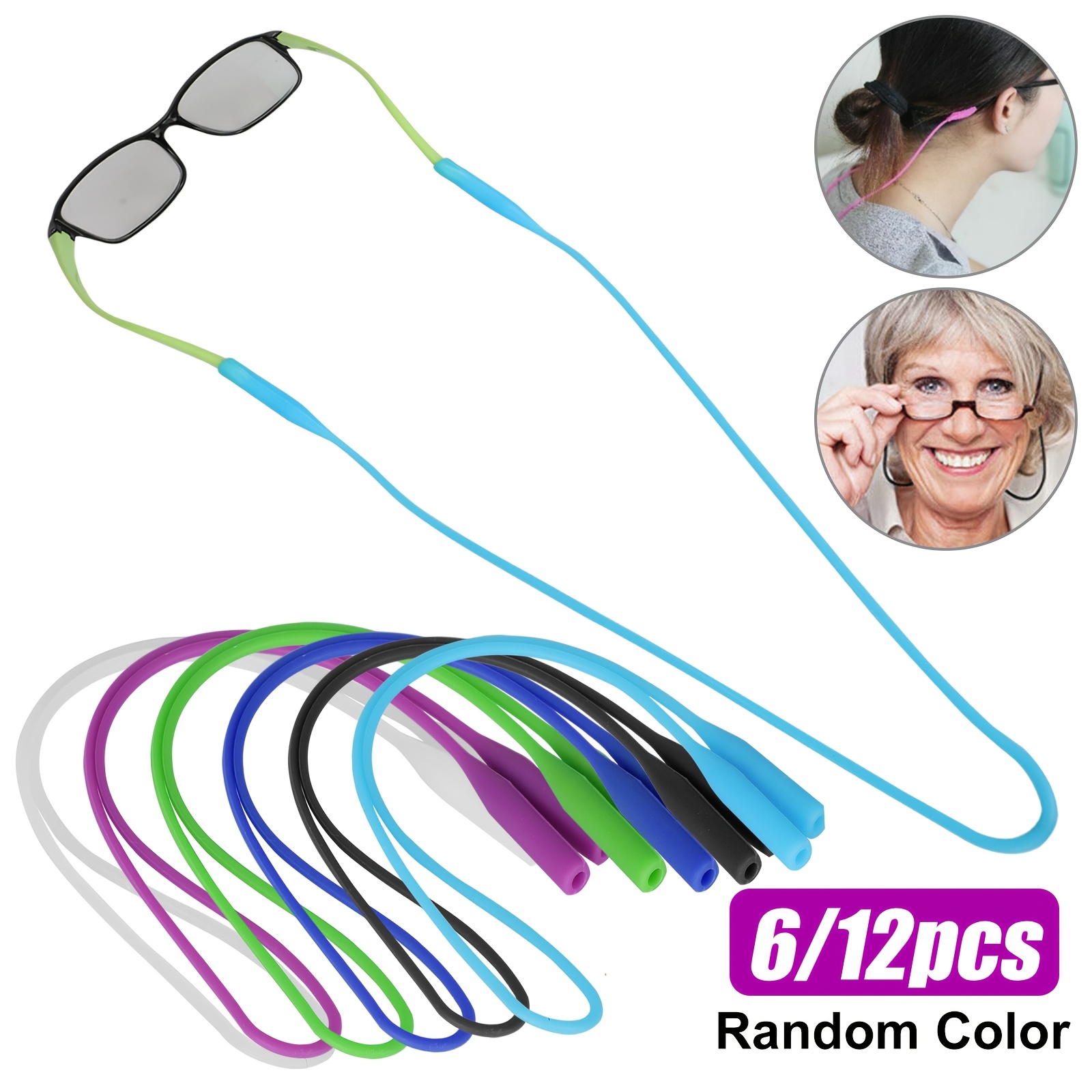 

6/12pcs Silicone Eyeglass Retainer Straps, Assorted Colors, Flexible Glasses Holder Lanyard, Anti-slip Glasses Cord For Sports & , Random Colors Package