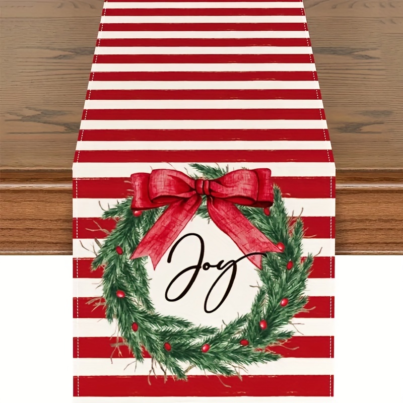 

Striped Bow Christmas Table Runner - Home, Restaurant, Kitchen, And Party Decor