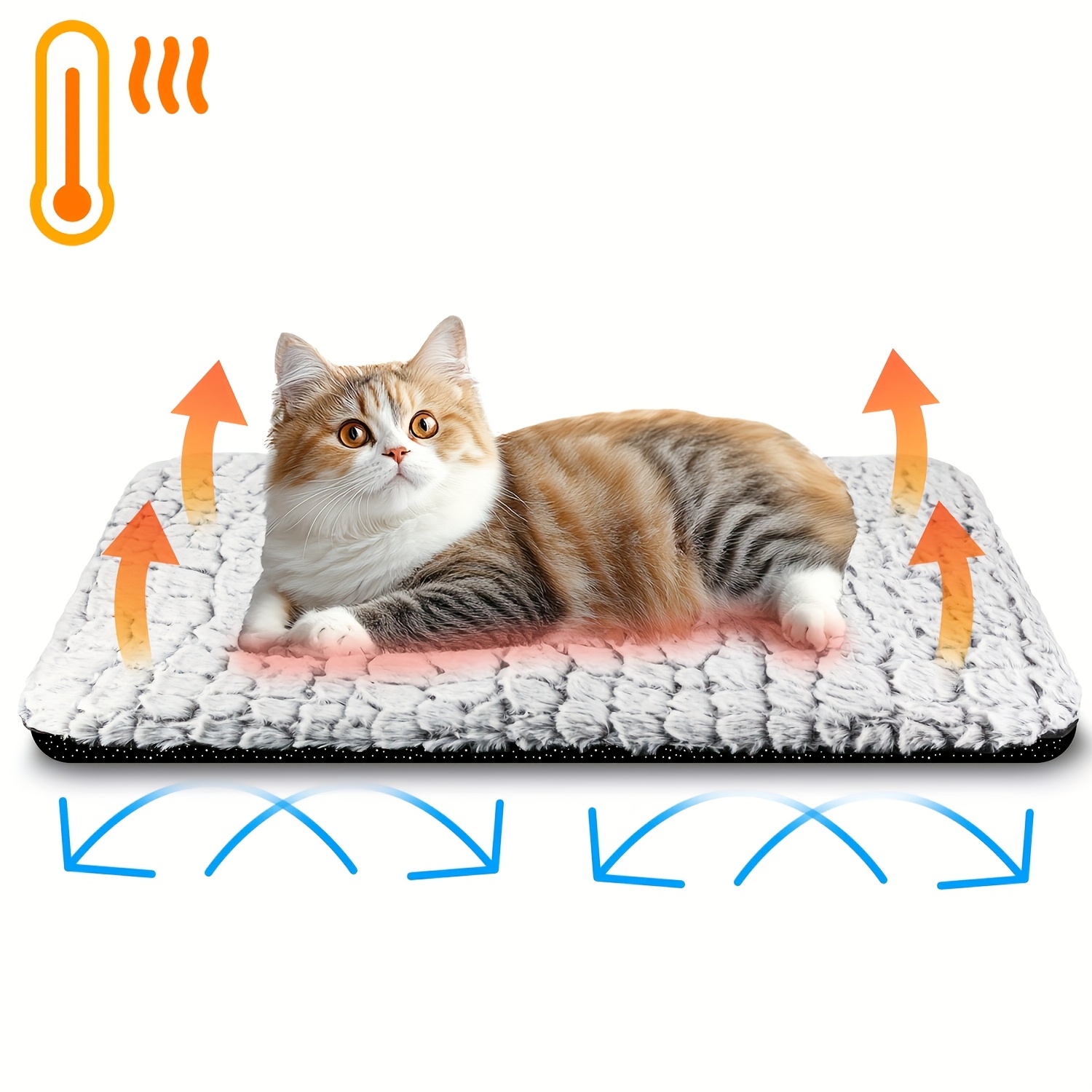 

Extra Warm Thermal Cat Bed, Polyester Pet Pad With Removable Cover, Non-slip Bottom, Washable, Indoor & Outdoor Use, Reindeer Design