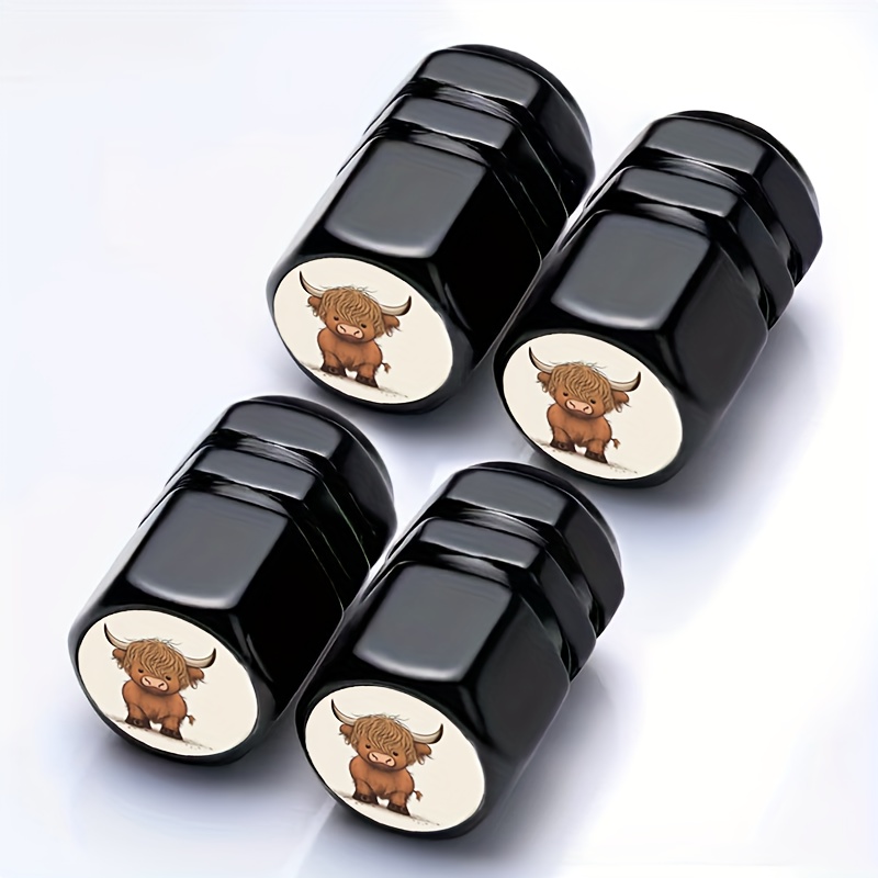 4pcs Suitable For Cars, Motorcycles, Outdoor Bikes Cattle Aluminum Alloy Tire Valve Caps Leak-proof Anti-corrosion Valve Core Caps