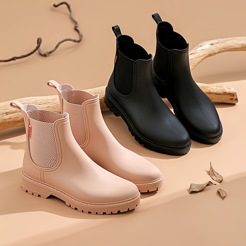 Women'S Waterproof PVC Rain Boots with Thick Sole, Slip-Resistant EVA  Insole, and Pointed Toe Ankle Boots for Outdoor Use, Rainy - Main Image