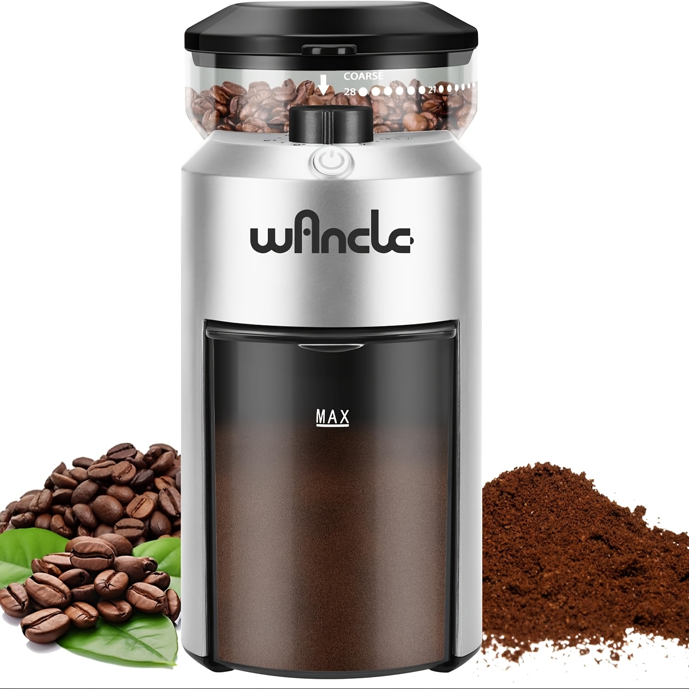 Electric Burr Coffee Grinder - Adjustable With 28 Precise Grind Settings For 12 Cups - Professional Coffee Bean Grinder (silvery)
