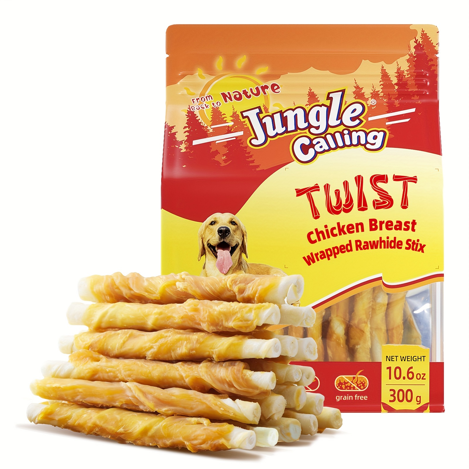 

Jungle Calling Dog Treats, Chicken Wrapped Rawhide Sticks For Dogs, Grain-free Natural Small Dogs Training Treats, Pet Chew Snacks, 10.6 Oz