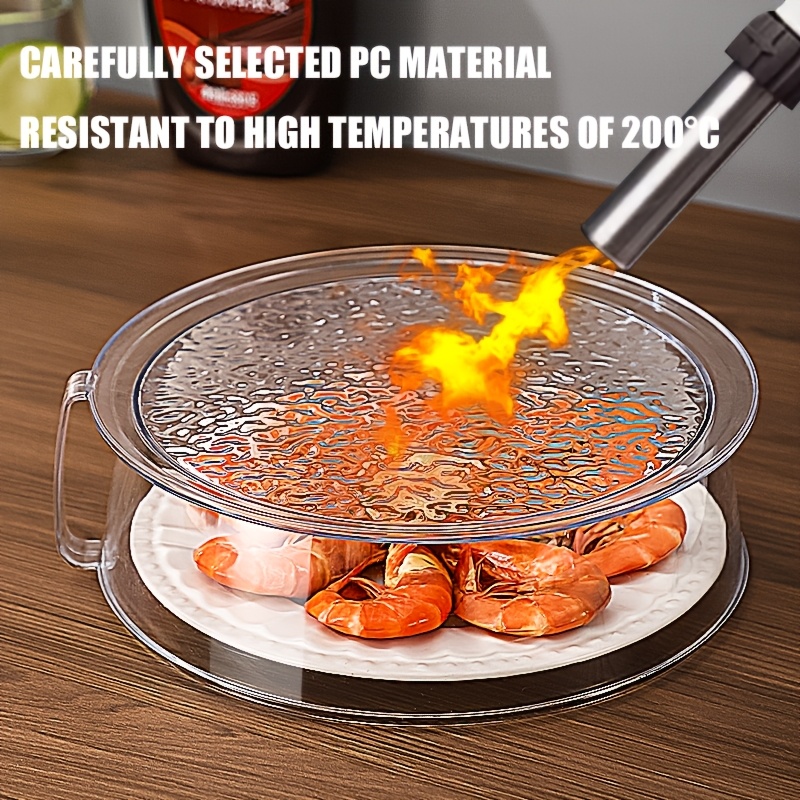 Heat Resistant 200°C Transparent Microwave Splash Guard Cover, 360° Splash-Proof Insulated Plastic Protector for Food, Stackable and Easy to