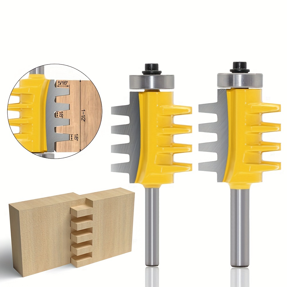 

Woodworking Router Bit Set - 1pc, Reversible Finger Joint & Cone Tenon Design With 1/2" & 1/4" Cutting