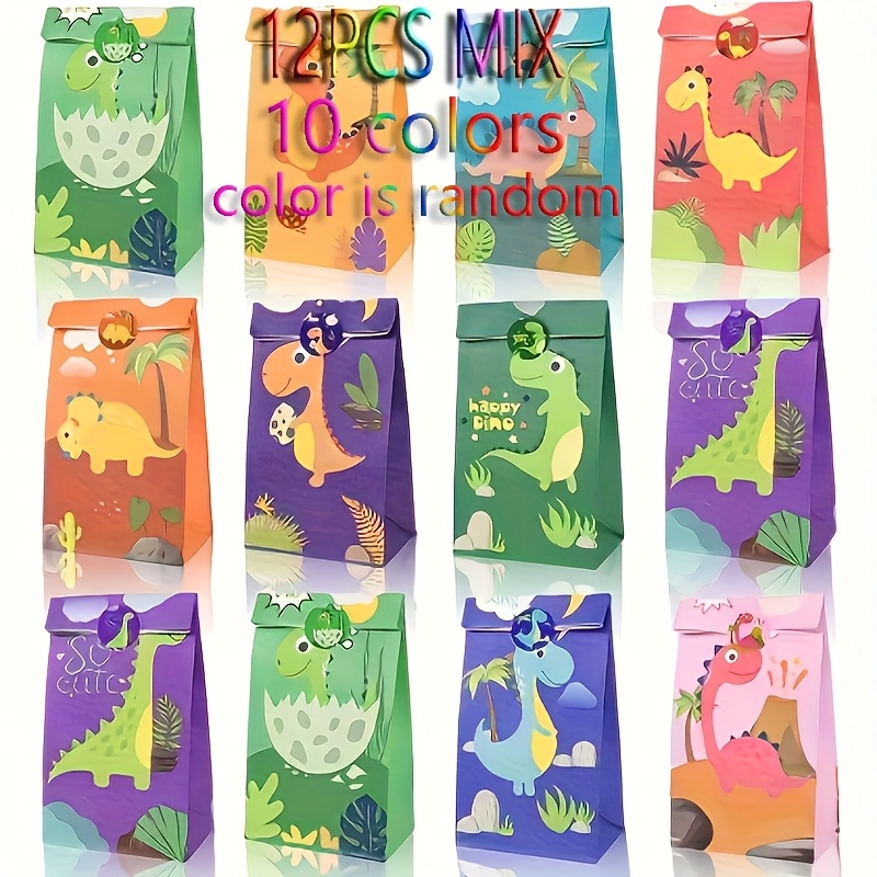E-shop 12 Stück Exquisite Dinosaurier Muster Papierbeutel, Geschenktüten für Feiertage, Einkaufstüten, Partybeutel, Geburtstagsgeschenktüten, Party
