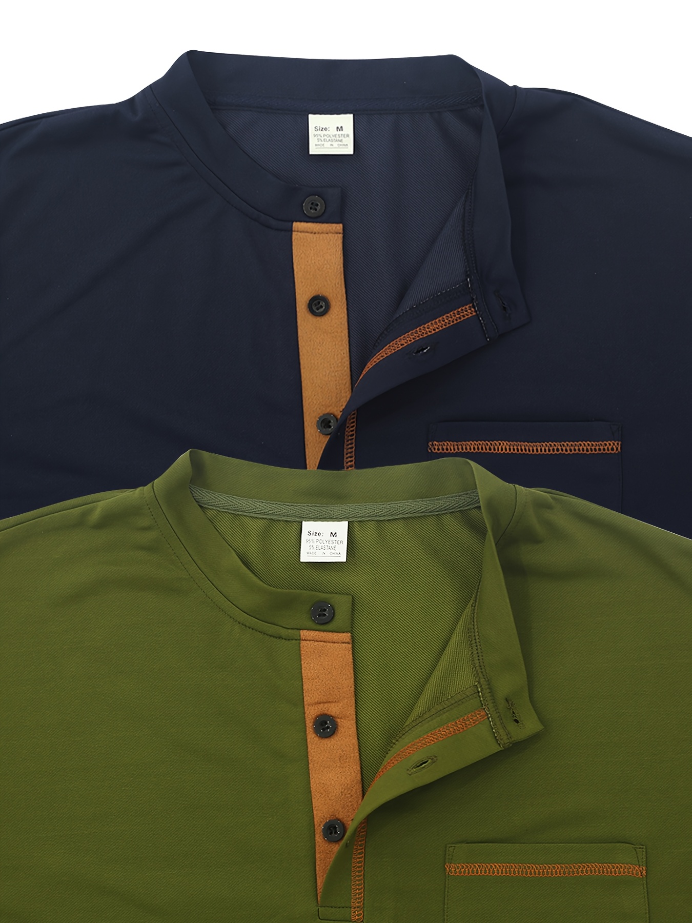 Conjunto de duas peças casual para homem, camiseta, camiseta de manga curta com decote em V e detalhes de botão, camiseta desportiva ajustada.
