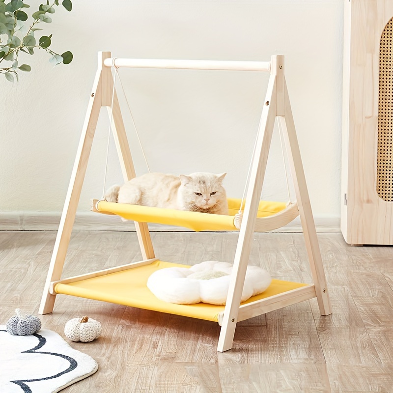 

Cozy Double-layer Cat - Wooden Hanging Bed For Cats, Washable Pet Nest