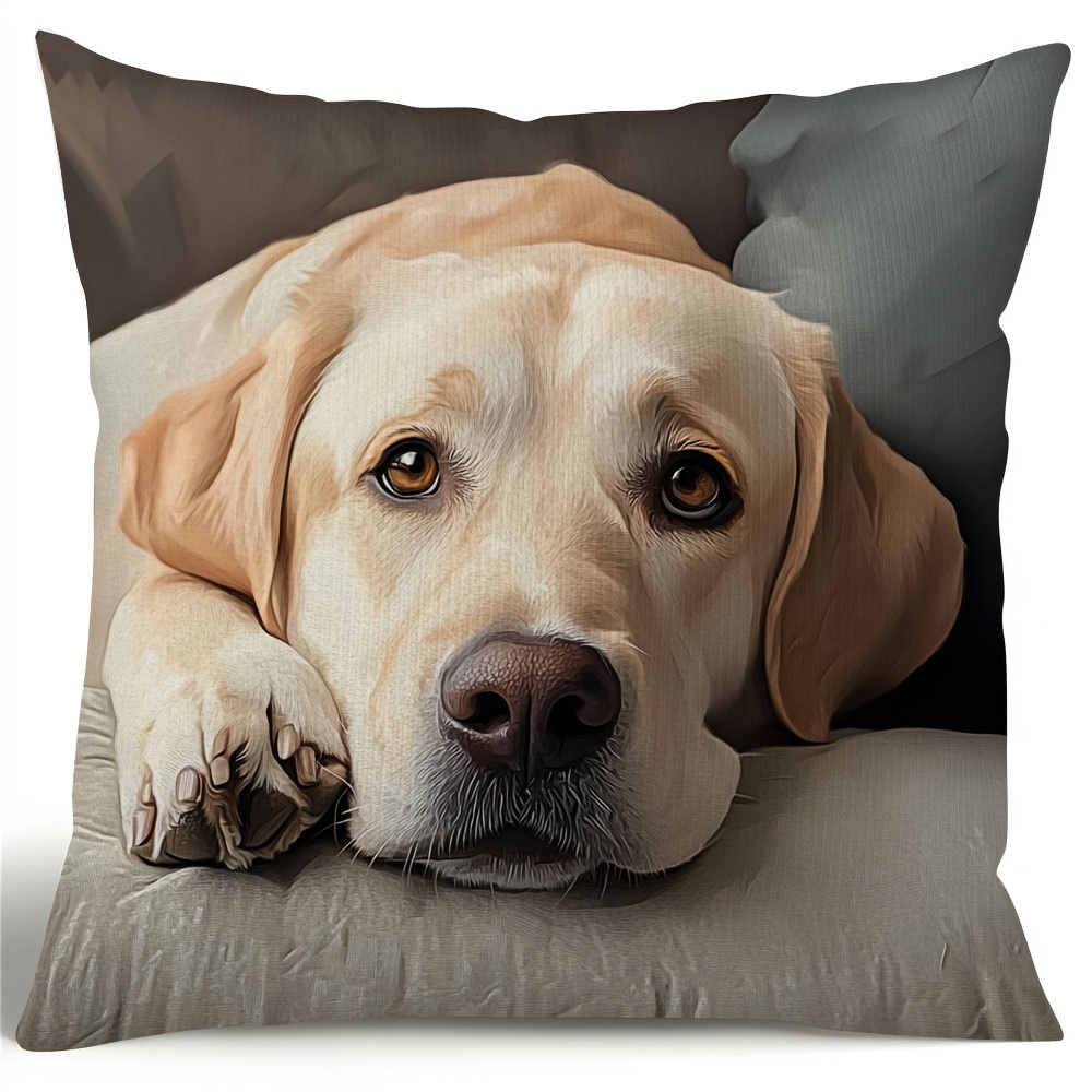 

Labrador Print Pillow Cover - Double-sided, Zippered, Farmhouse Style, 100% Polyester, Machine Washable - Ideal For Sofa & Bedroom Decor, No Insert Included, Dog Pillow