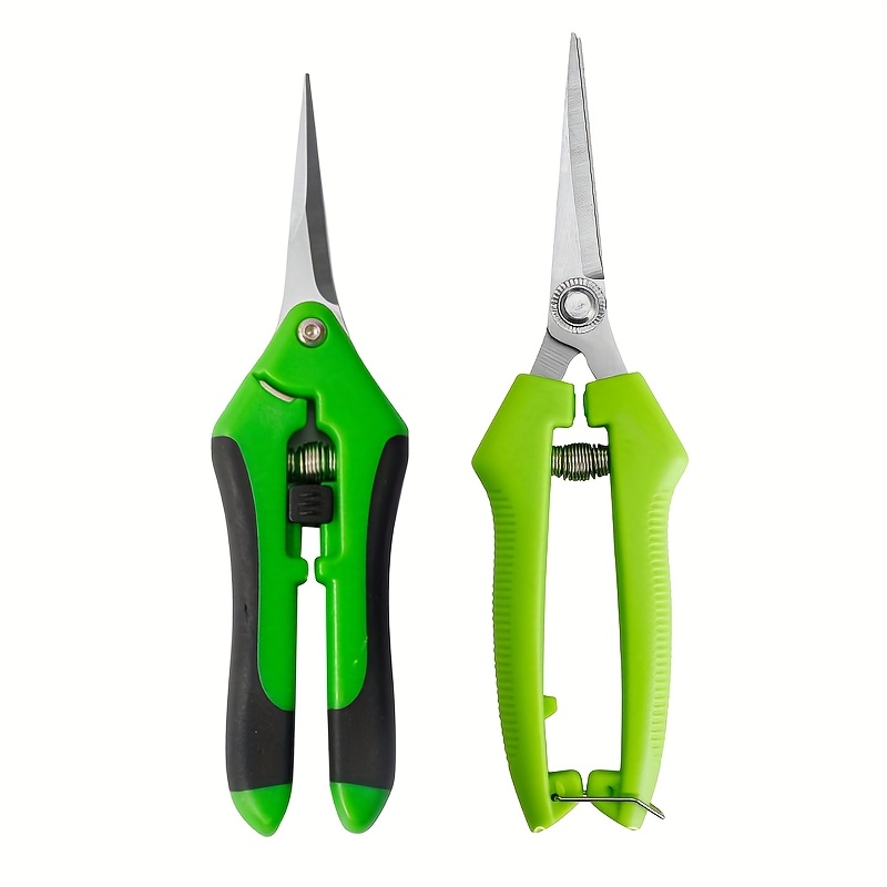 2pcs Professional Pruning Shears - Stainless Steel Multifunctional Gardening Scissors, Suitable For , Bonsai And Weed Control, With Comfortable Grip