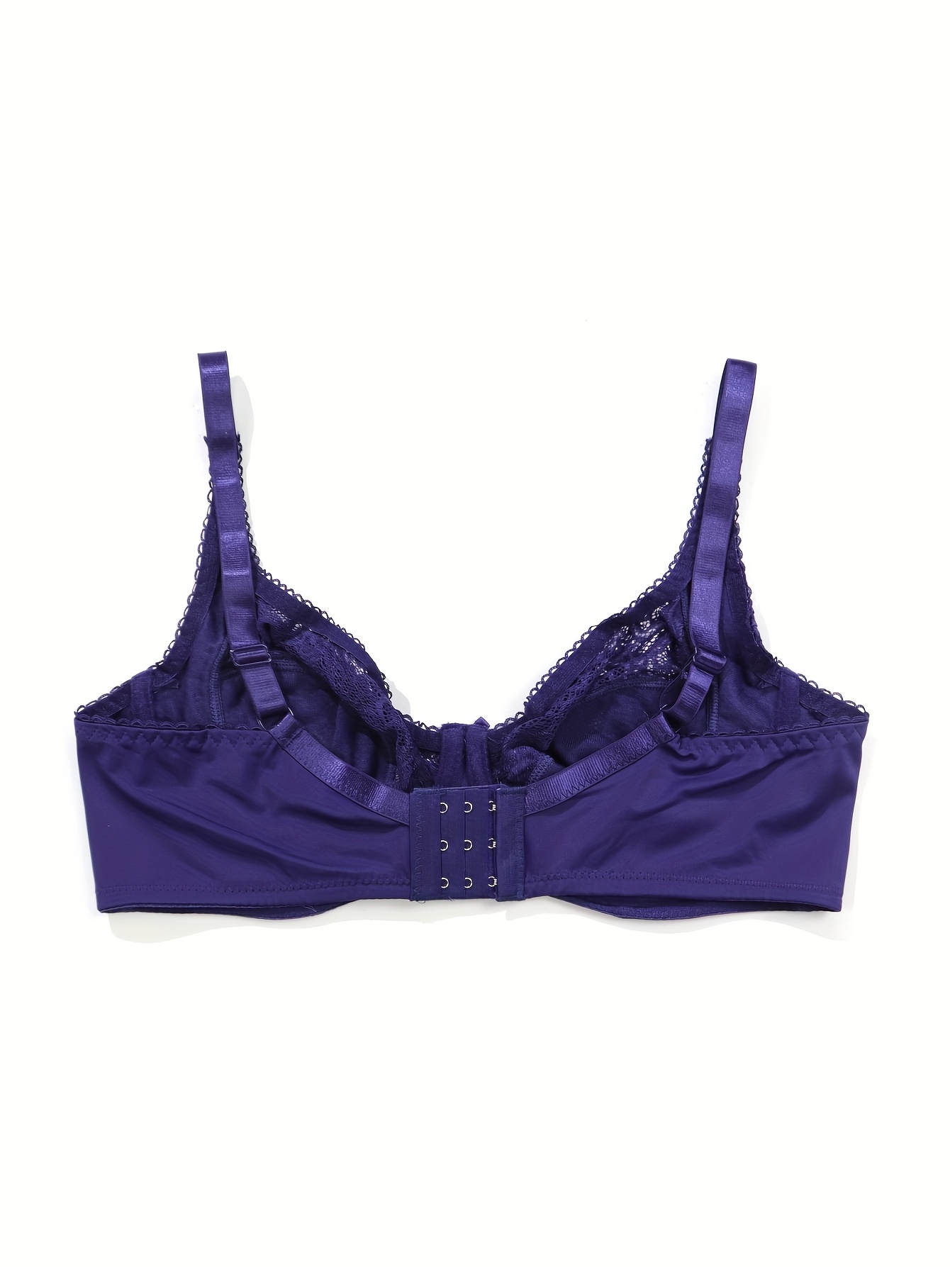 Women's Plus Elegant Bra, Plus Size Bow Decor Floral Lace Non Padded Underwire Bra