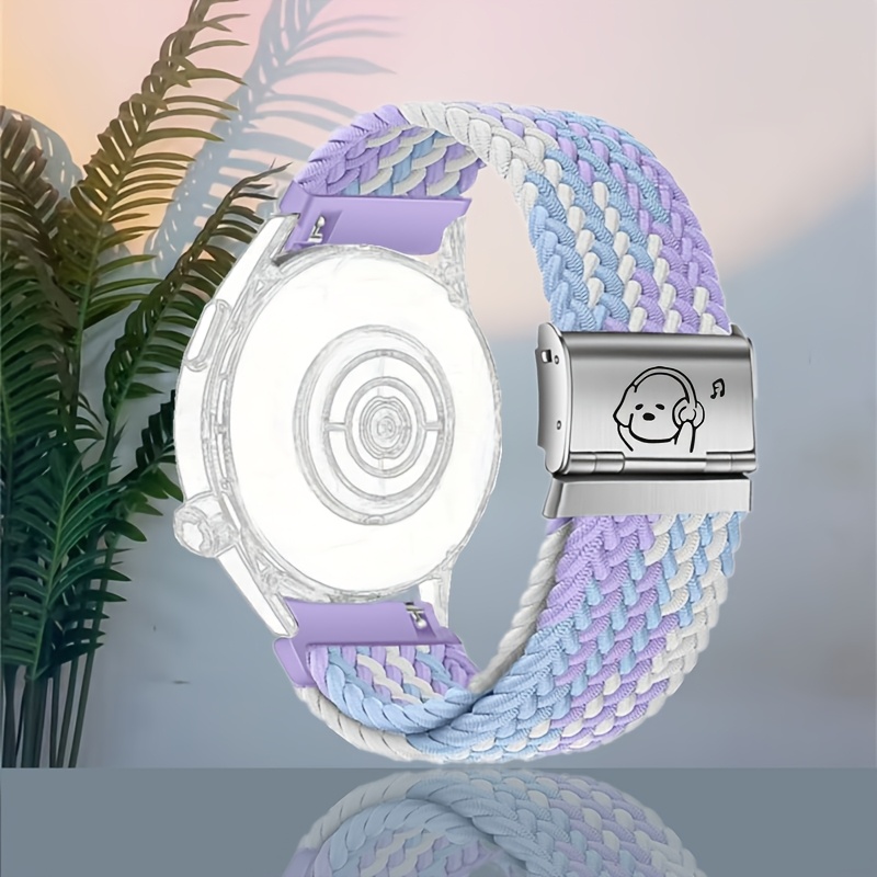 E-shop Musik genießen, entspannen und Spaß haben" Muster Nylon Elastisches Uhrenarmband 20mm/22mm, Geeignet für Samsung Watch /Pro/Gear/ Weiches
