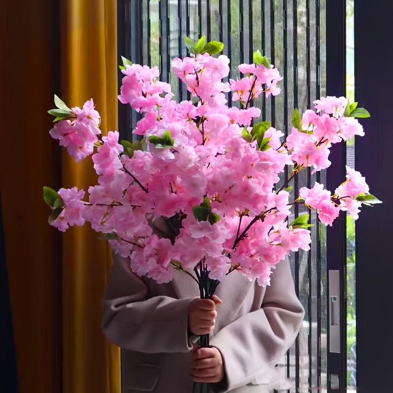 TEMU 6 Artificial Cherry Branches, High- Flowers, Used For Indoor Bonsai Decoration, Flower Wall Production, Flower Stand
