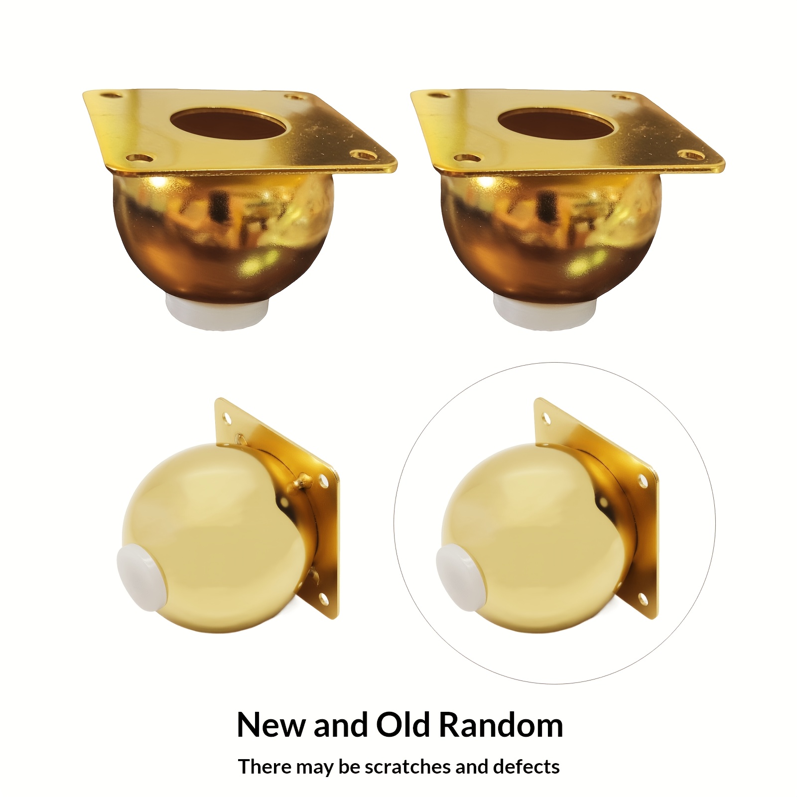 TEMU 4pcs Golden Polished Furniture Legs With Square Mounting Plate Modern Decorative Support Feet For Sofa Couch Coffee Table Tv Cabinet Home