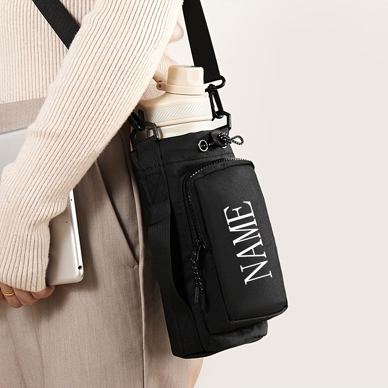 TEMU 1pc/personalized Custom Signature Water Bottle Pouch Adjustable Shoulder Strap Outdoor Water Bottle Bag Multifunctional Storage Crossbody Bag,