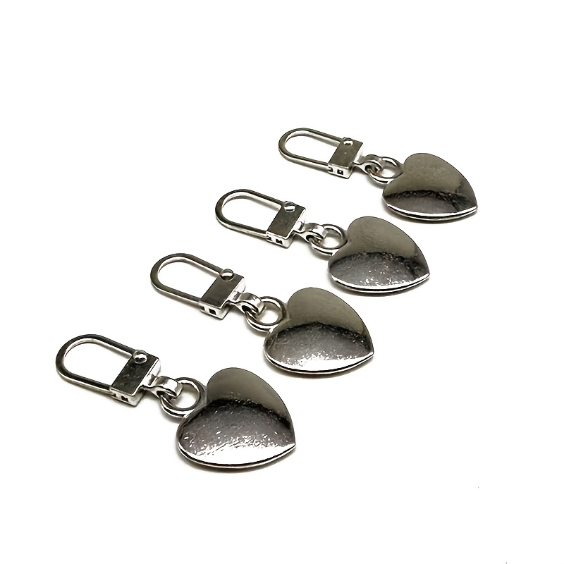 Image of 4 Detachable Heart-shaped Zippers - Without Tools, Suitable For Bags, Jackets, Shoes, And Boots