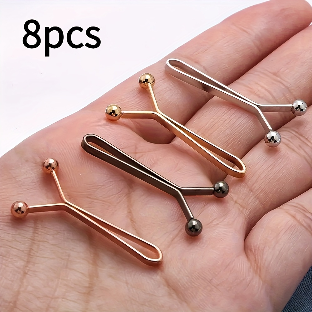 A Set Of 8 Seamless Shirt Sleeve Clips - Adjustable Non-slip Sleeve Clips For Cinching Waists And Securing Scarves - Mixed Color Set In Rose Golden, Golden, Silvery, And Black Metallic