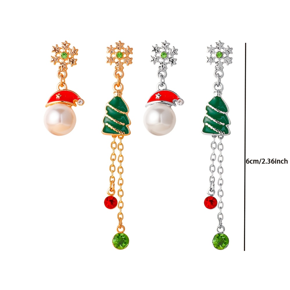 Asymmetrical Snowflake and Santa Hat Earrings