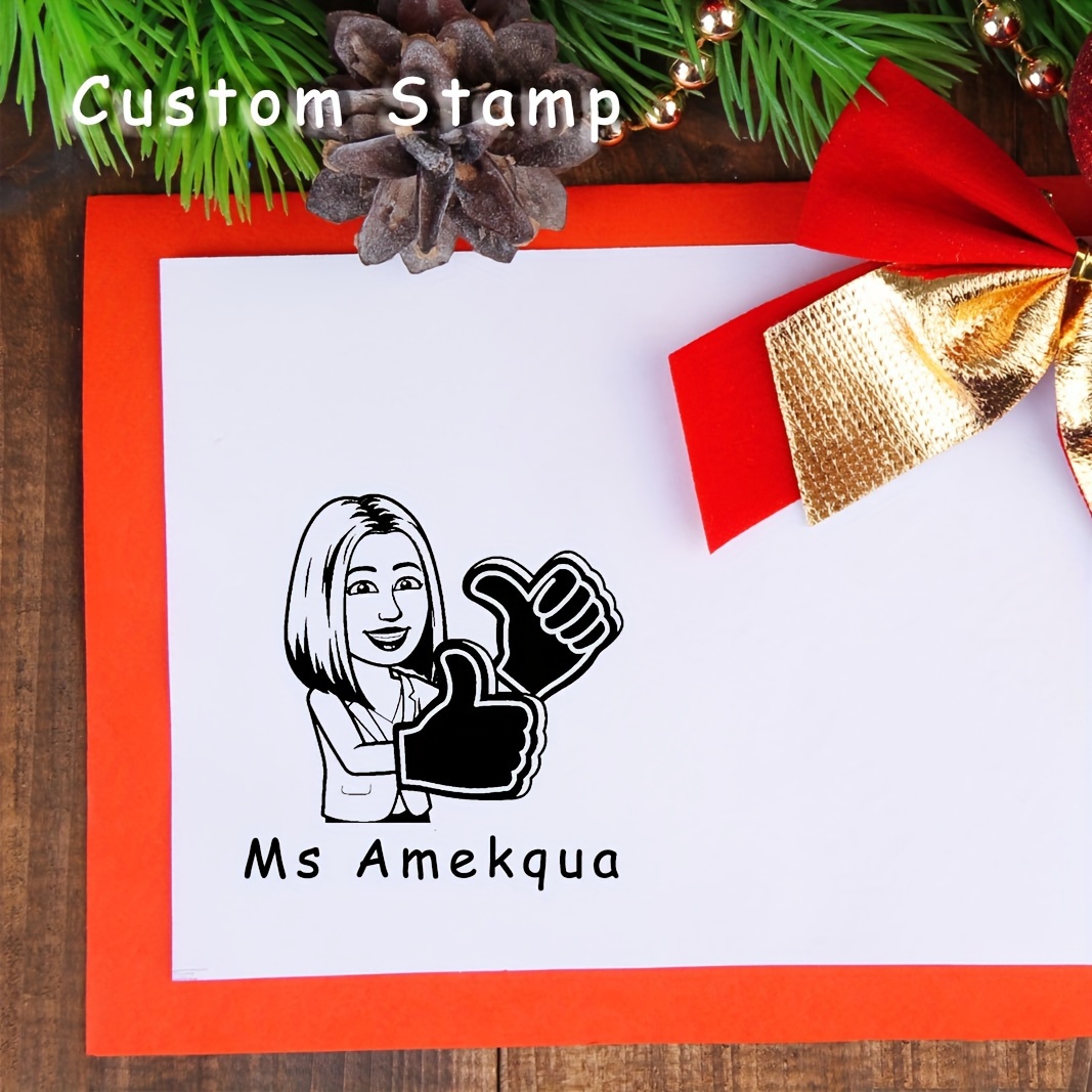 

Custom Picture Stamp Teacher Encourage Seals Diy Image Stamp 4cm Diameter Printing Black Blue Red Green Purple Self-inking Stamp