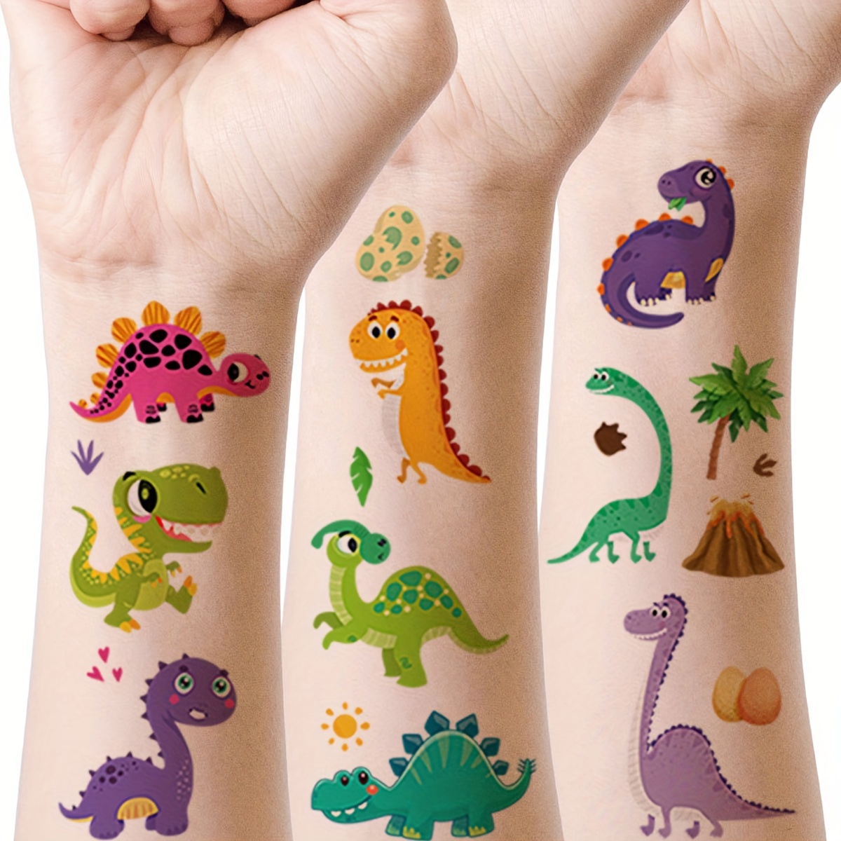 10 Blätter Leuchtende Dino-Tattoos Für Kinder - Fluoreszierende Temporäre Aufkleber Für Partys & Spaß