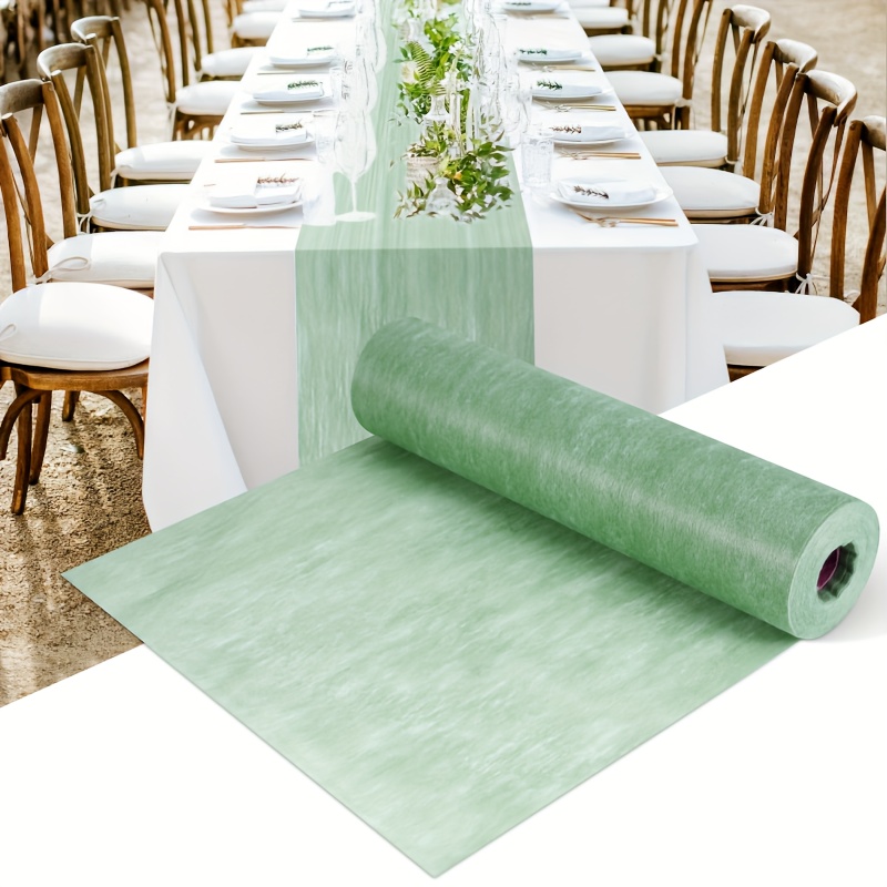 E-shop Eleganter grüner Tischläufer aus Polyester - 30cm x 25m, rechteckig, ideal für Ostern, Geburtstage, Hochzeiten & besondere Anlässe, mit floralem