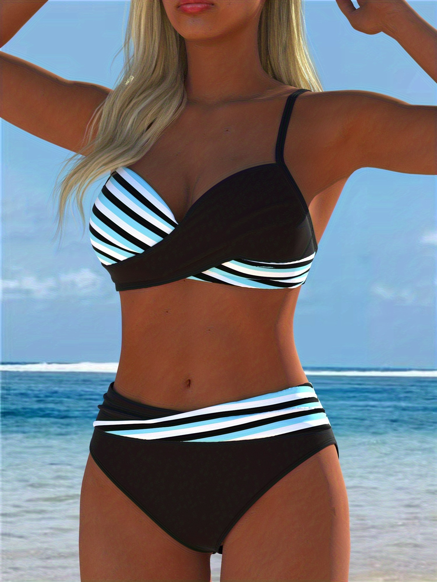 Biquíni com Patchwork e Blocos de Cor, Moda Praia, Moda Piscina 5