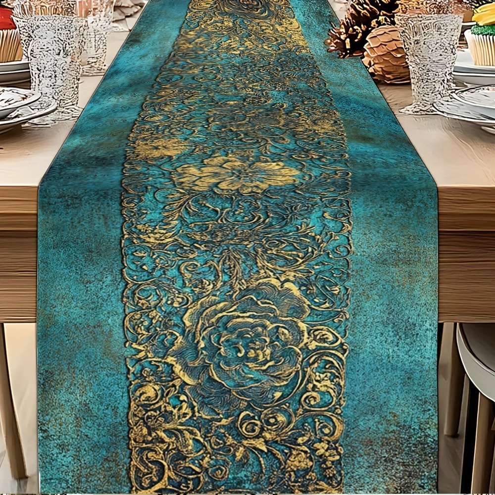 TEMU 1 runner da blu-verde con motivo , per creare un' festosa. Il suo design e lussuoso esalta lo spirito festivo, rendendolo per sale da ,