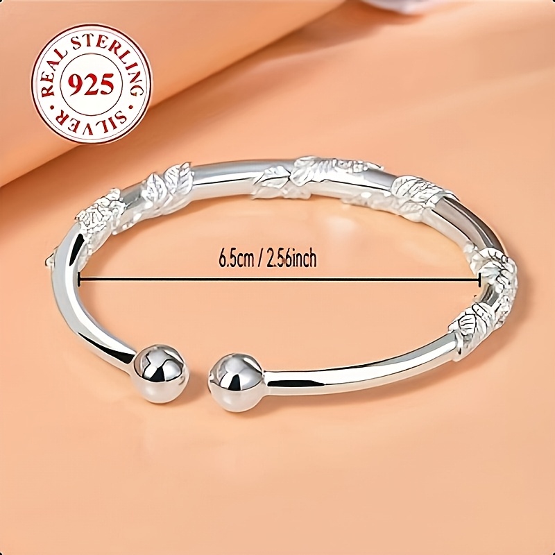 Set de 2 brățări de lux ușoară S925, model floral complex, modă individuală pentru femei, nou, proaspăt, cu sculptură florală, potrivite pentru purtarea zilnică