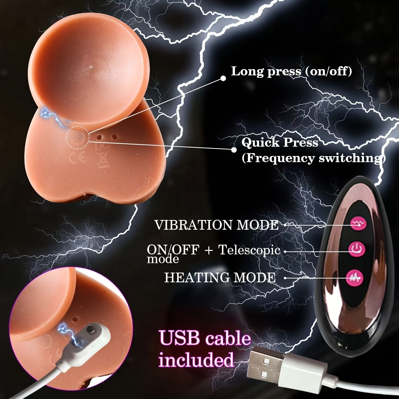 liquid silicone     with heat 10 stretch   10 vibration settings usb magnetic charging strong suction base 1200mah rechargeable lithium battery with remote control for couples sexual toy details 5