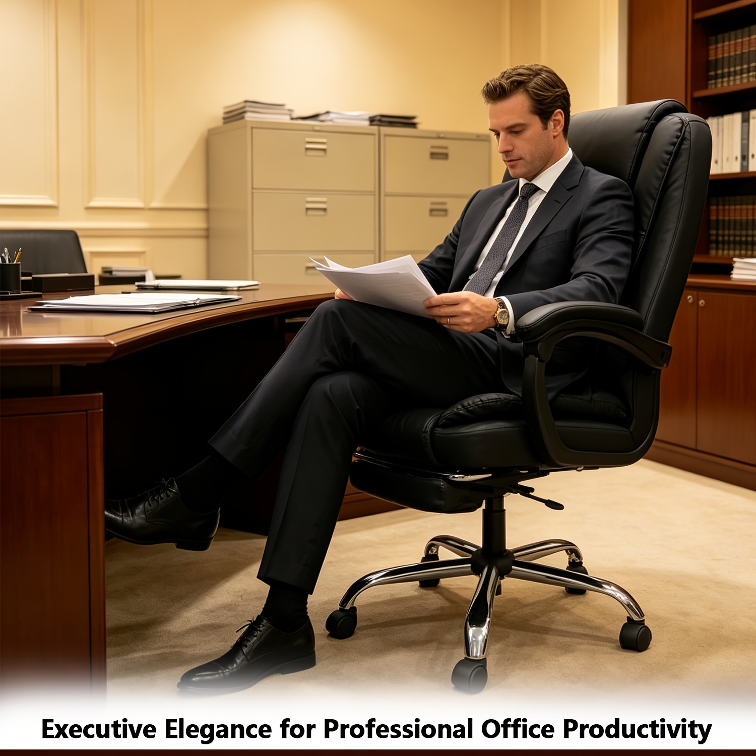 Ergonomic Office Chair, Adjustable Desk Chair, Reclining Swivel Computer Chair with Armrests, Suitable for Gaming, Home Office, And Office Use