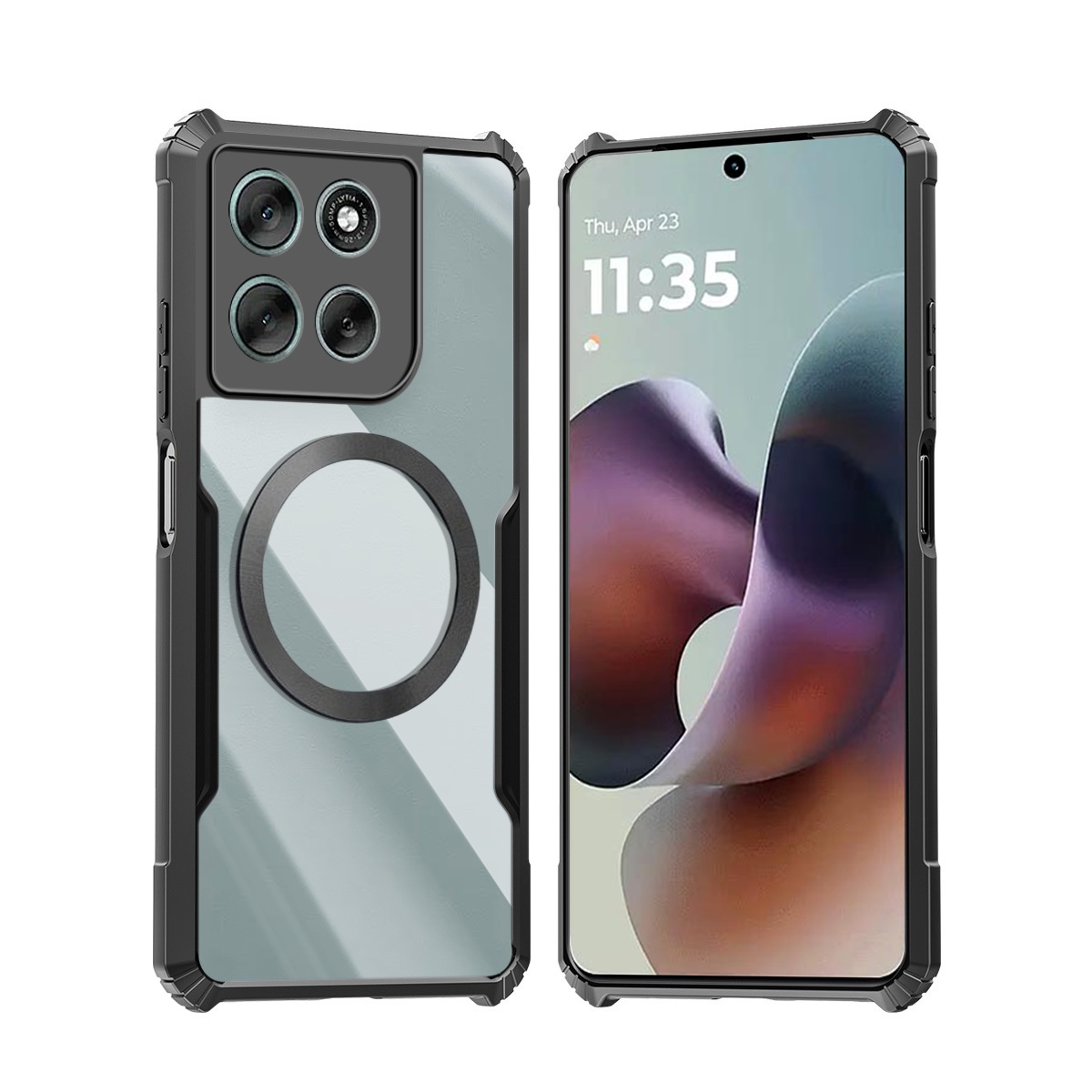 TEMU Compatible con Motorola Moto G56 5G, Carcasa Magnética Antigolpes, Cubierta Transparente de Acrílico con Protección para Cámara