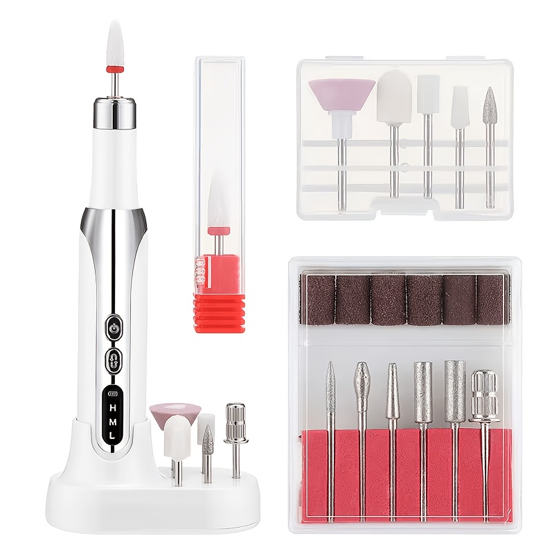 TEMU Usb Rechargeable Electric Nail Drill Kit - Multi-level Adjustable, Portable And Foot Care Tool, Includes Nail Drill And Dead Skin Scraper,