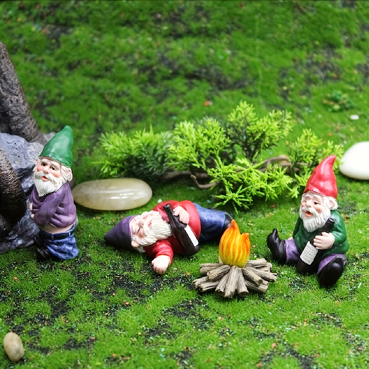 

4pcs Drunk Gnomes Statue Set, Resin Dwarf Figurines, Garden Decor, Ideal For Outdoor, Indoor, Patio, Yard, Lawn, And Porch Display